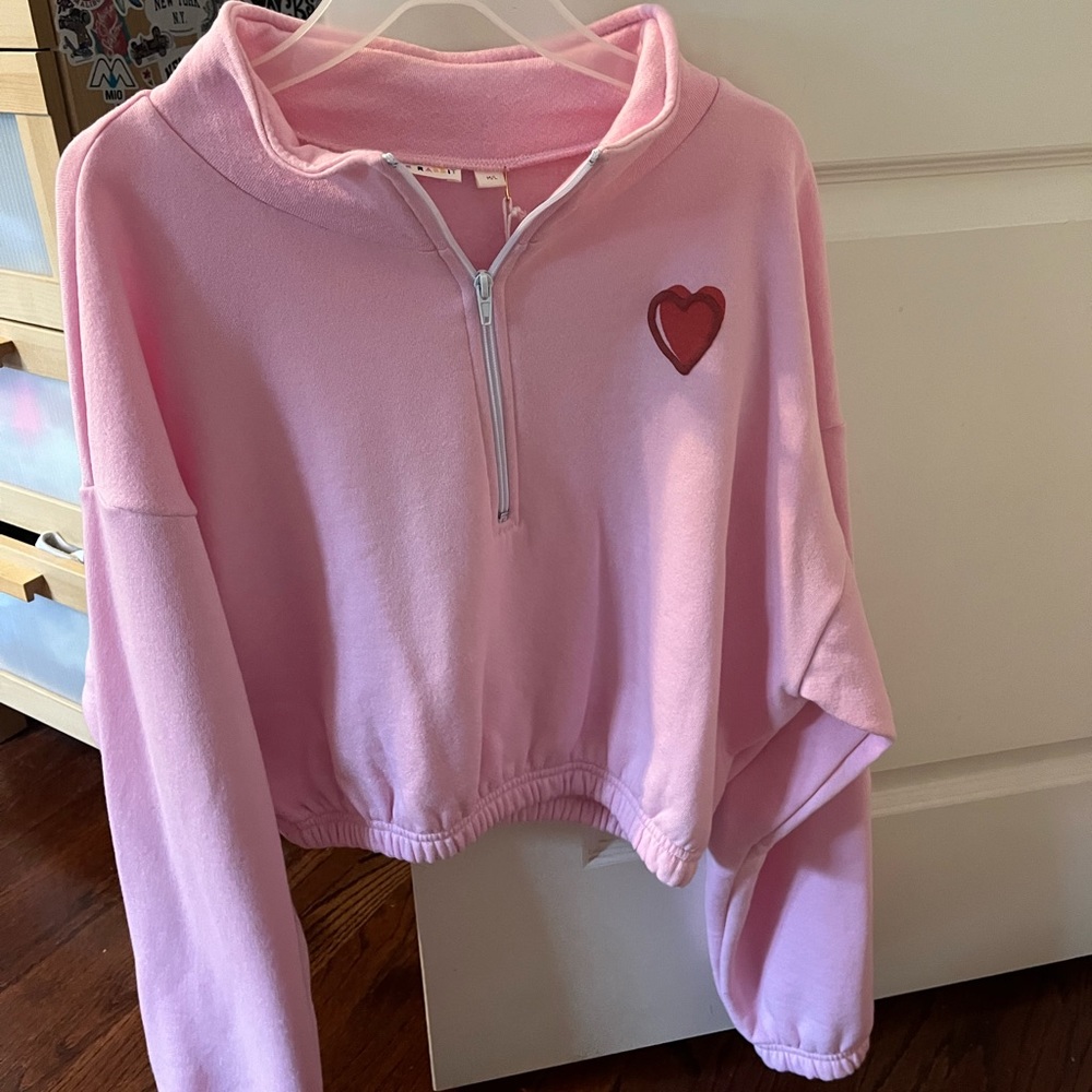 Roller Rabbif Heart Puff Half Zip Sweatshirt